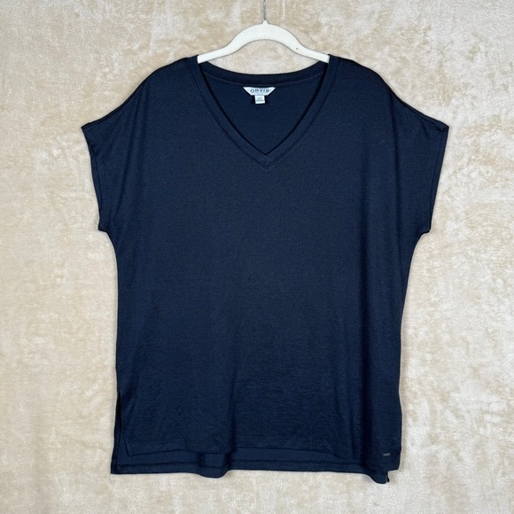 Orvis Tops - Orvis Classic Collection Women's V Neck Knit Top Tee Relaxed Fit Black Size L